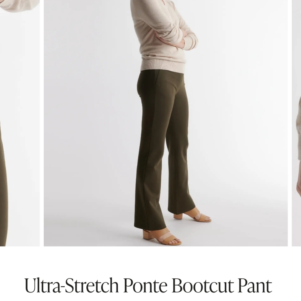 Quince Ultra Stretch Boot Cut Ponte Pants Olive Green